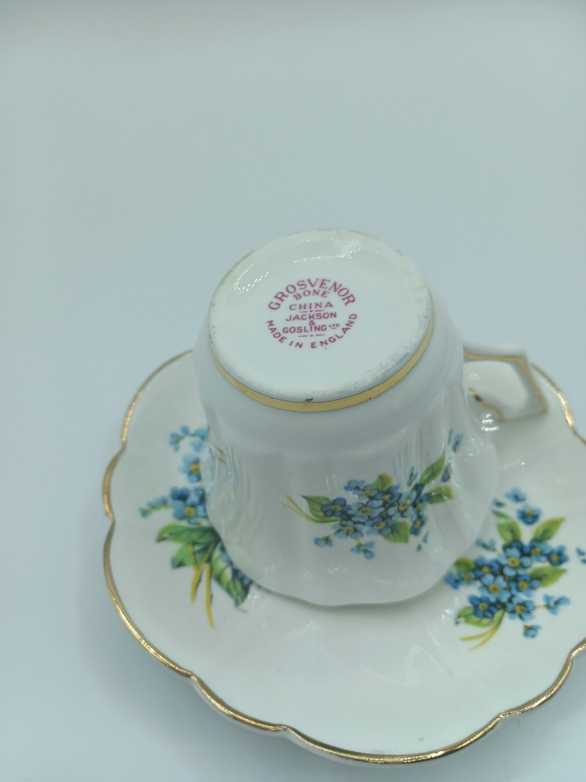 Grosvenor China Blue Duchess Footed Cup and Saucer Made in England 